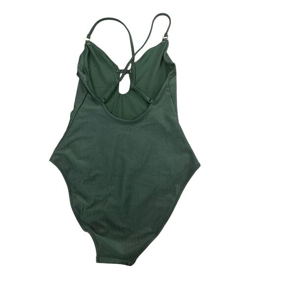Aerie Women's‎ Green Ribbed One Piece Swimsuit Size S/P Cheeky Fit - Picture 2 of 9